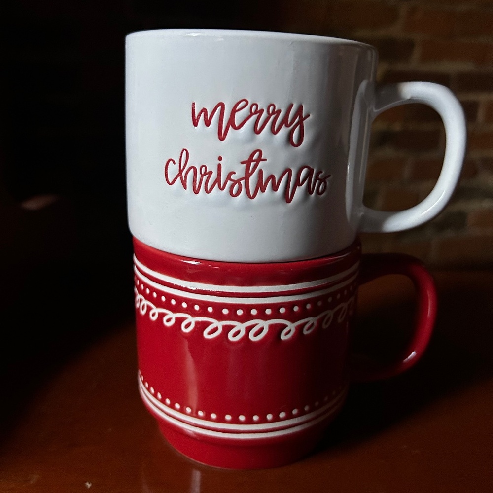 Set of 2 Christmas Mug Space Saver Stack